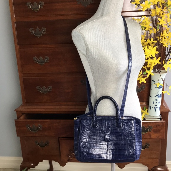 Nancy Gonzalez Christina Small Croc Handbag Blue - Picture 13 of 14